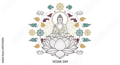A serene depiction of buddha meditating within a lotus flower design