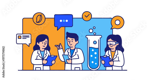 Scientists discussing biotechnology experiments in a laboratory
