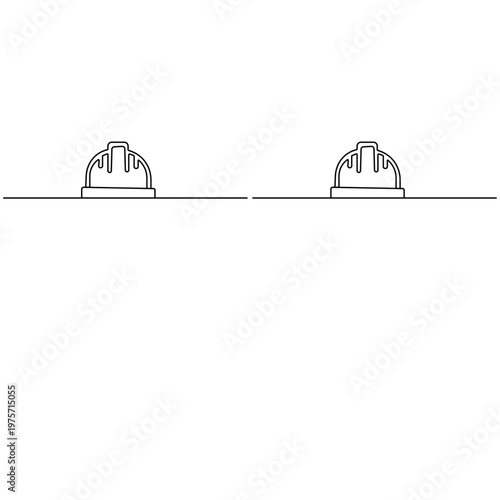 Continuous line drawing of an industrial safety helmet icon
