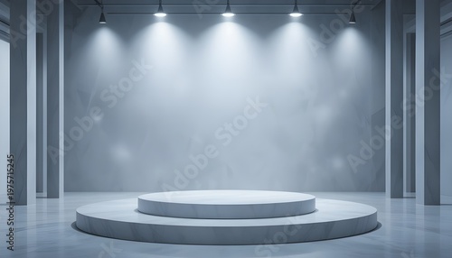 Abstract Pastel Gray Gradient Background with Product Display Podium