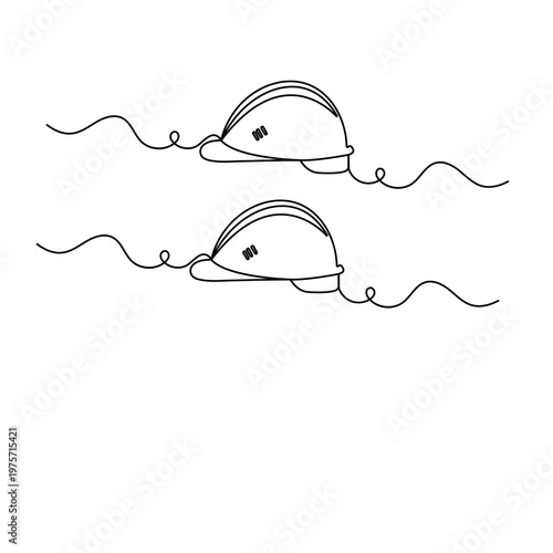 Continuous line drawing of an industrial safety helmet icon
