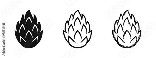 Hop Cone Plant Icon Set in Multiple Styles - Beer Ingredient and Brewing Element Vector Art