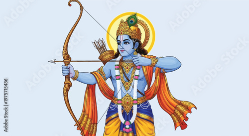 Lord krishna depicted with bow and arrow a hindu deity illustration