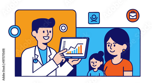 Pediatric Doctor Consulting with Mother and Child Using Tablet