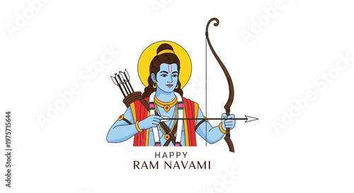 Lord rama depicted with bow and arrow for ram navami celebration