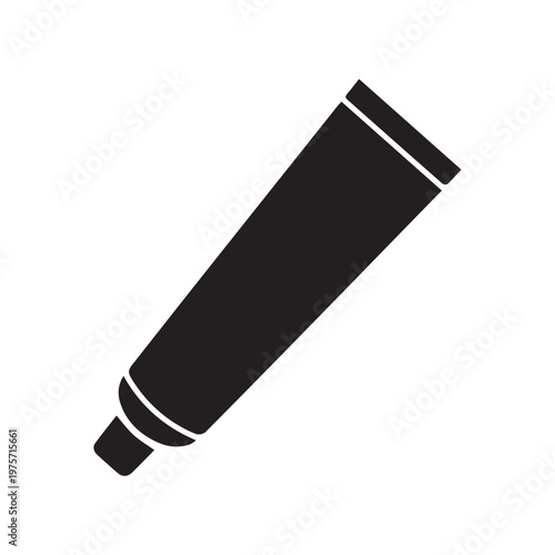 Black tube vector icon simple flat design illustration isolated on white background for graphic design elements
