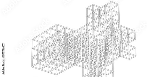 abstract architecture modular design 3d illustration