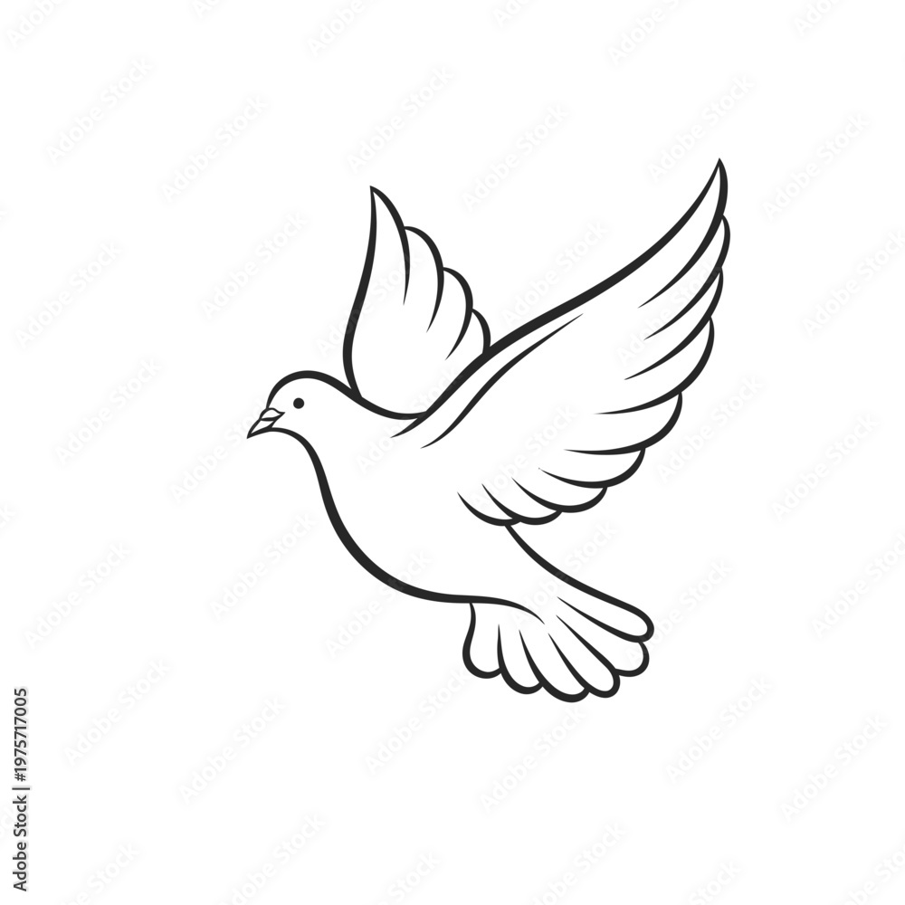 Fototapeta premium Elegant White Dove Flying in Flight Illustration Vector Graphic