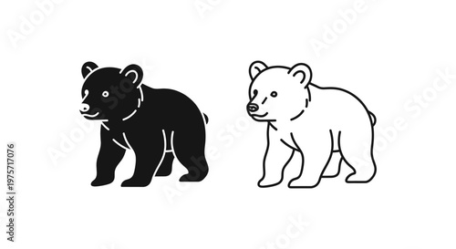 Black and White Bear Cub Comparison Guide Vector