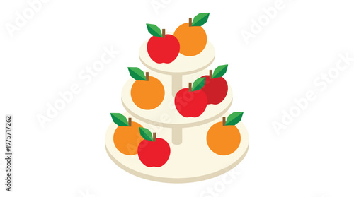Delicious cake with apples and oranges.