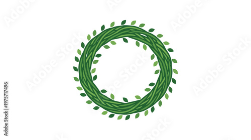 Green leafy circular vine decoration element.
