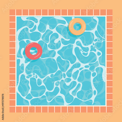 Swimming Pool Water Texture and Tropical Leaves