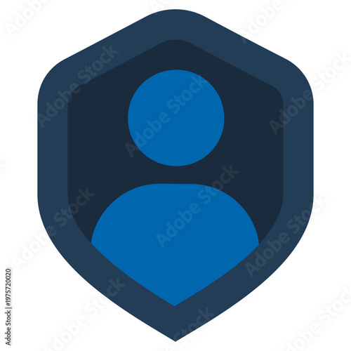 User with Shield icon, Flat design style vector illustration.