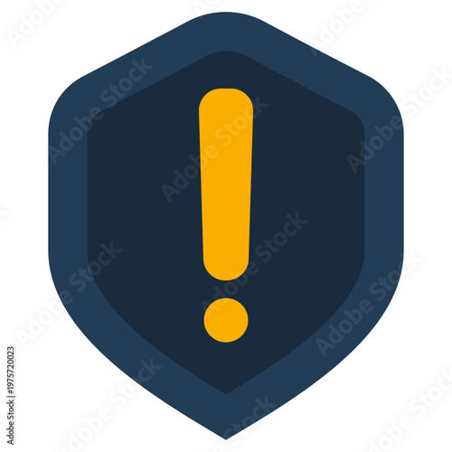 Shield with Exclamation icon, Flat design style vector illustration.