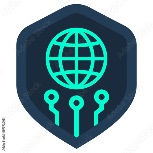 Network Shield icon, Flat design style vector illustration.