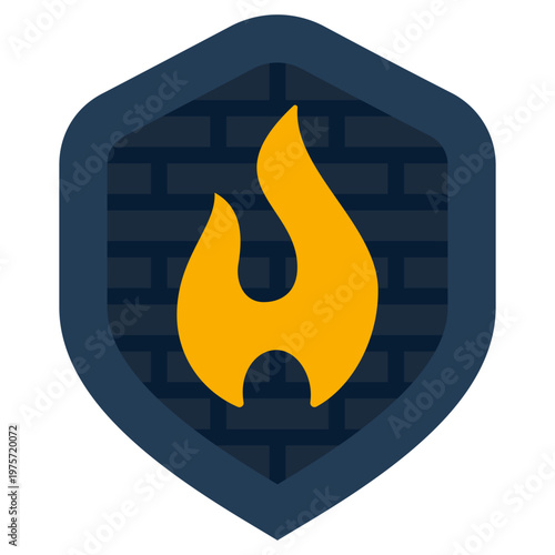 Firewall icon, Flat design style vector illustration.