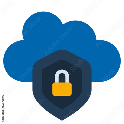 Cloud Security icon, Flat design style vector illustration.