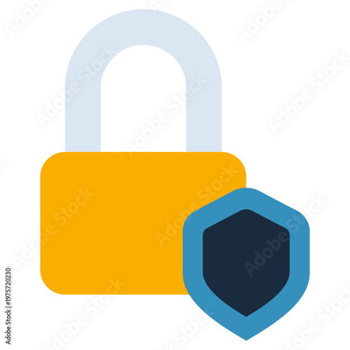 Padlock with Shield icon, Flat design style vector illustration.