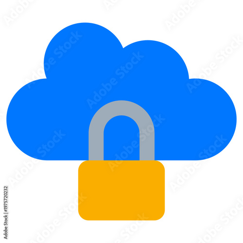 Padlock with Cloud icon, Flat design style vector illustration.