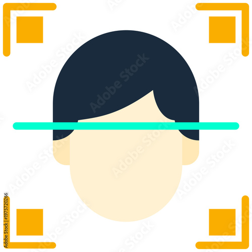 Biometric Face Scan icon, Flat design style vector illustration.