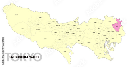 [日本地図] 東京都葛飾区の市区町村名入り位置地図 