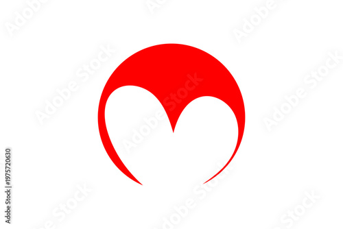 Abstract Red Curved Emblem Shape Or Heart with Circle