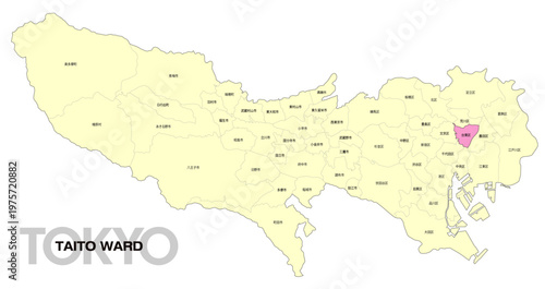 [日本地図] 東京都台東区の市区町村名入り位置地図