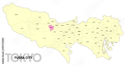 [日本地図] 東京都福生市の市区町村名入り位置地図 