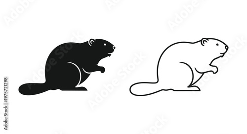 Beaver vs Rodent Silhouette Comparison Guide Vector