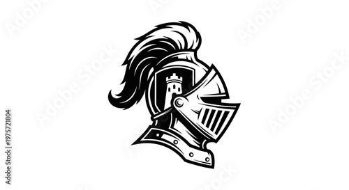 Medieval Knight Helmet Illustration - Vintage Warrior Headgear Design