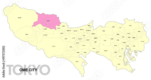 [日本地図] 東京都青梅市の市区町村名入り位置地図 