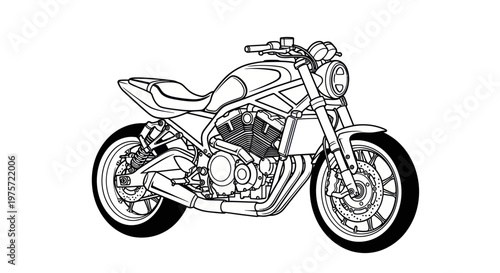 Detailed drawing of a motorcycle.