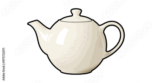 Teapot with lid and handle.
