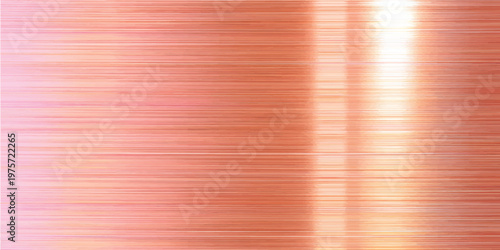 A close-up view of a warm toned metallic surface exhibiting subtle brushed horizontal lines and luminous reflections.