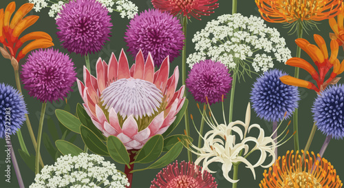 Colorful flowers in full bloom variety.