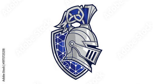Medieval Knight Helmet Shield Emblem Design