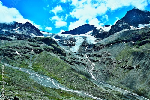 Austrian Alps - view on the peak Piz Buin from valley Ochsental