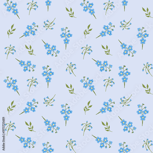 Soft Blue Forget Me Not Flowers Seamless Pattern for Wallpaper