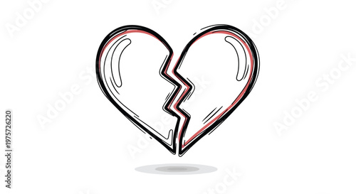 Broken Heart Sketch Vector Illustration