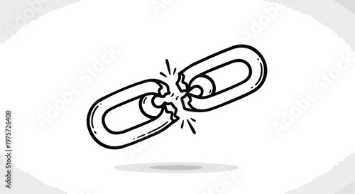 Broken Chain Link Doodle Vector Illustration