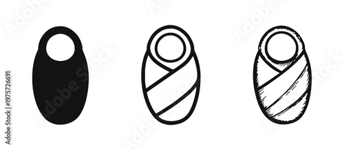 Swaddled Baby Icons Set - Newborn Infant Pictograms