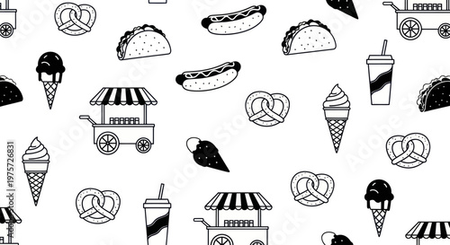 Black and white food cart icons.