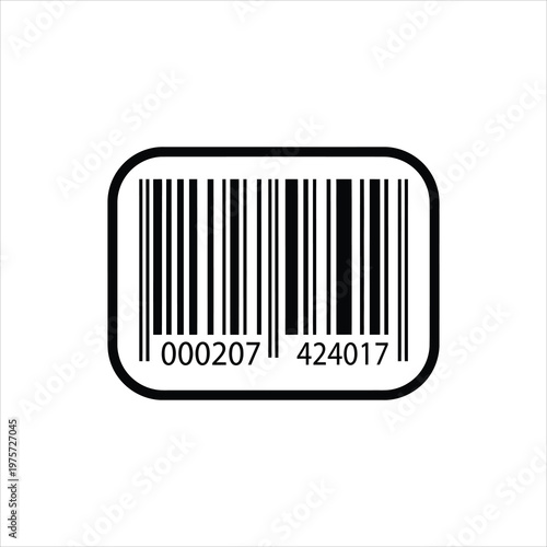 Barcode symbol with numbers in a rounded rectangle for product identification Vector Illustration Isolated on white background