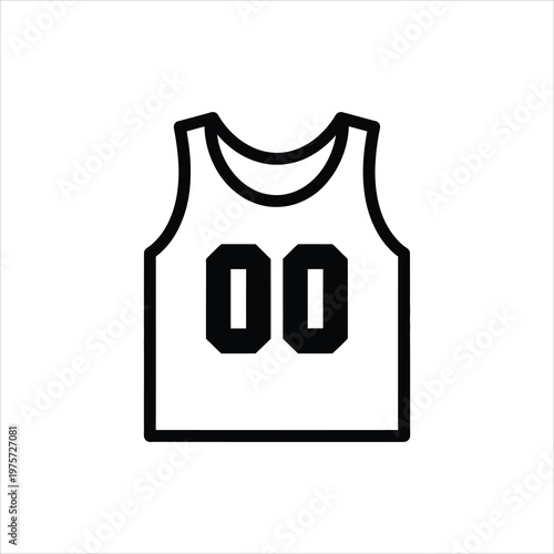 Basketball jersey with number 00 in clean line art style isolated on white background