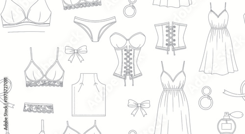 Womens lingerie and dress illustrations.