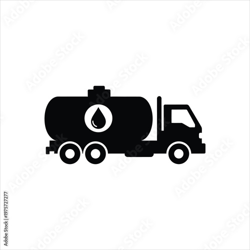 Fuel tanker truck with water drop symbol during transport Vector Illustration Isolated on white background
