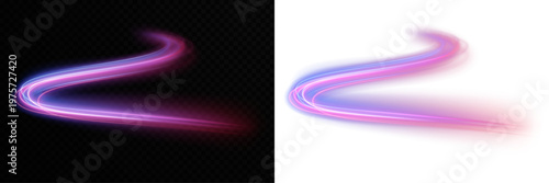 Red and blue light trails with dynamic motion blur effect. Sense of speed and energy flow for cyberpunk or AI backgrounds PNG. Transparent background light streaks for digital art.