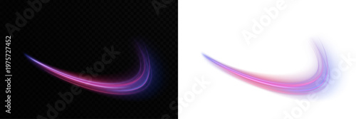 Red and blue light trails with dynamic motion blur effect. Sense of speed and energy flow for cyberpunk or AI backgrounds PNG. Transparent background light streaks for digital art.