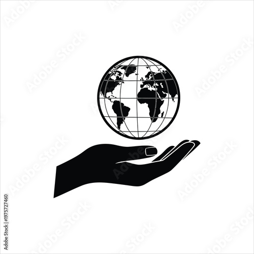 Open hand holding planet Earth during global conservation concept Vector Illustration Isolated on white background