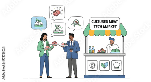 Cultured Meat Tech Market Concept Illustration